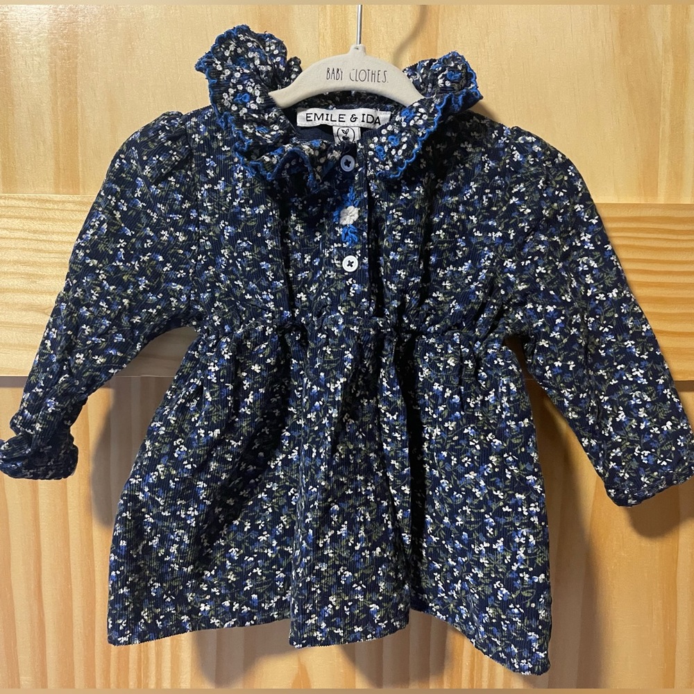 French Emile & Ida Dress in Blue Floral